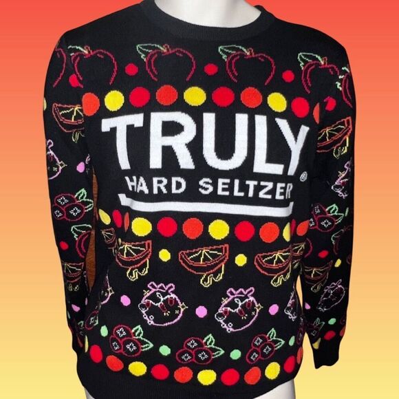 NWOT Fun Holiday Knit Truly Hard Seltzer Sweater Size Small - Picture 2 of 6